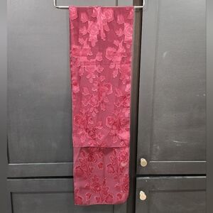 Floral Sheer Scarf in Deep Red
